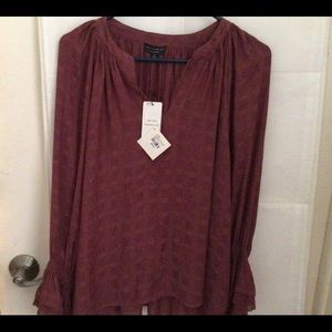Current Air Long Sleeve Boho Blouse Burgandy Med.